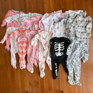 Various baby girls sleepers/pajamas bundle | 6-9M